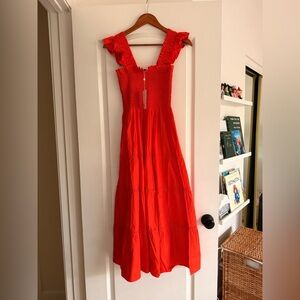 Quince Red Ruffled Strap Maxi Dress